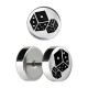 Two Dices Etched 316L Steel Earlobe Fake Plug Stud Ring