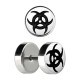 Fake Plug Ohrpiercing Stahl 316L Graviert Biohazard
