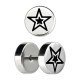Faux Plug Piercing Oreille Acier 316L Gravé Etoile Double