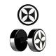 Maltese Cross Laser-Cut Black Anodized Ear Fake Plug Stud Ring