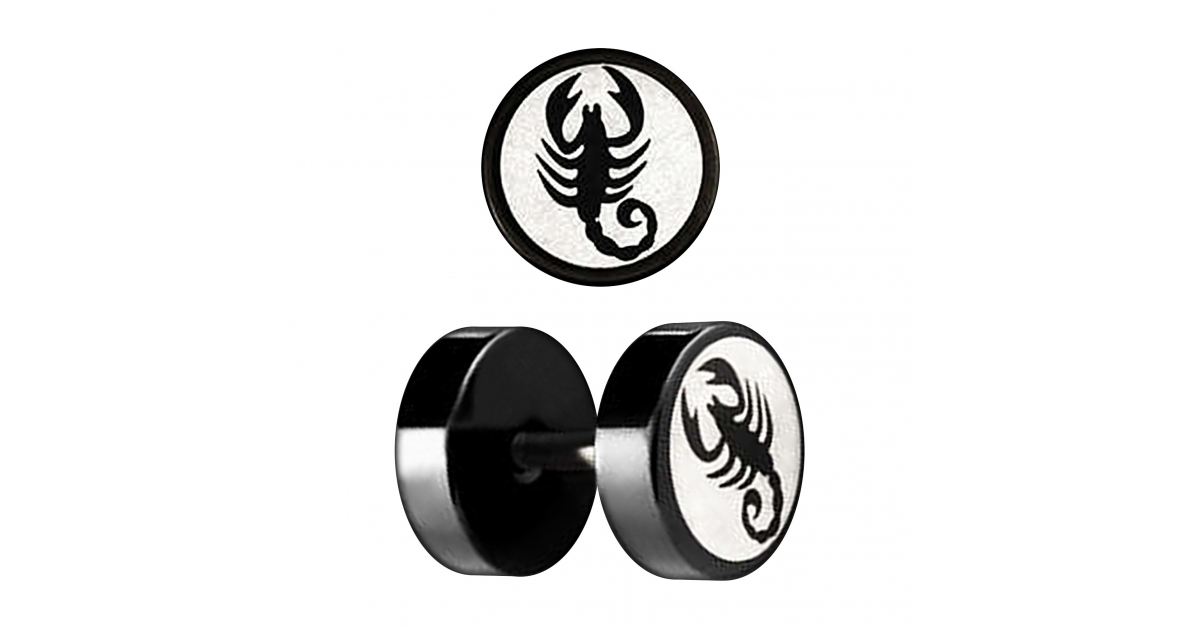 Boucles D'Oreilles Faux Plugs Fuck You - Noir Et Blanc - Acrylique Et Métal - Ø10mm
