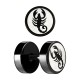Faux Plug Oreille Anodisé Noir Découpe Laser Scorpion