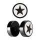 Star Laser-Cut Black Anodized Ear Fake Plug Stud Ring