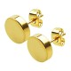 Gold Anodized Mirror Finishing Thick Disk Earrings Ear Pair
