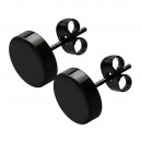 Black Anodized Mirror Finishing Thick Disk Earrings Ear Pair