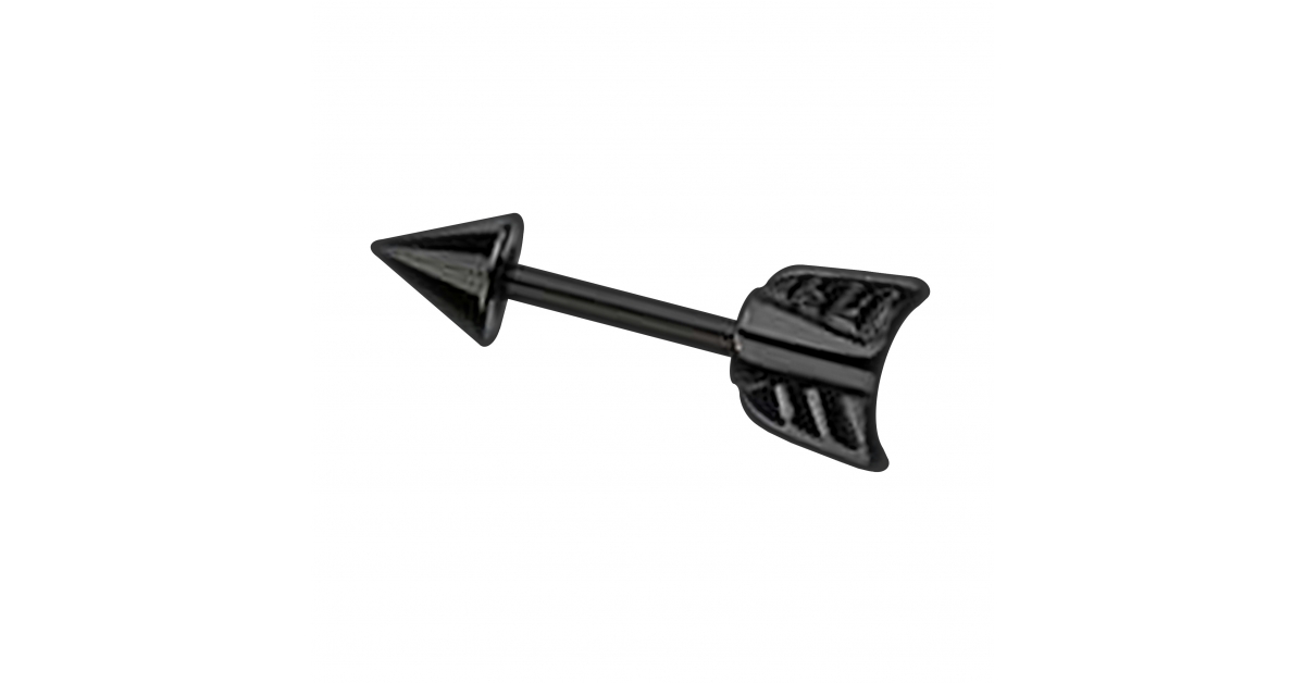 Bijou Tragus / Hélix Piercing Acier 316L Anodisé Noir Flèche