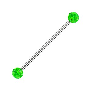 Glittering Green Balls Acrylic Industrial Piercing Barbell Ring
