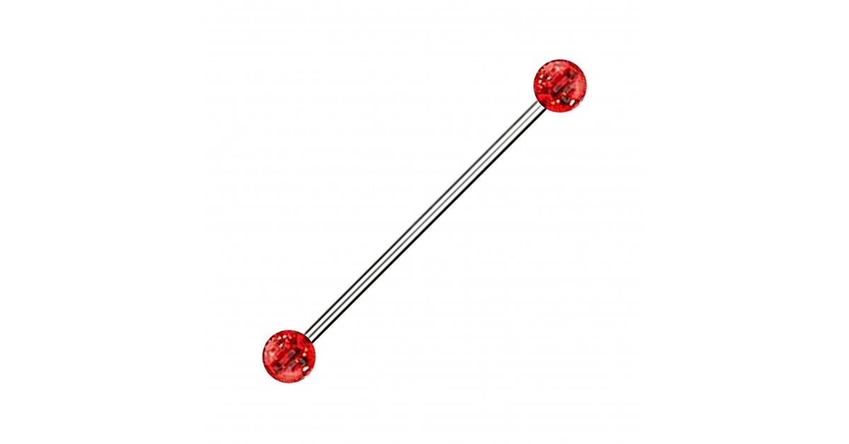 x 5 mm 1.6 x 35 VOTREPIERCING Skull Industrial Straight Barbell Ring w/Two Red Strass Eyes Piercing Jewel 1 3/8 