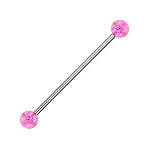 Industrial-Piercing Acryl Glitzernd Kugeln Dunkelrosa