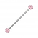 Glittering Light Pink Balls Acrylic Industrial Piercing Barbell Ring