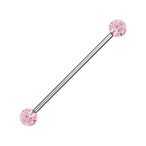 Industrial-Piercing Acryl Glitzernd Kugeln Hellrosa