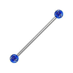 Glittering Dark Blue Balls Acrylic Industrial Piercing Barbell Ring