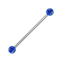 Glittering Dark Blue Balls Acrylic Industrial Piercing Barbell Ring