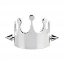 Metallized Crown Helix Piercing Jewel Ring w/ Two Spikes