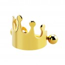 Gold Anodized Crown Helix Piercing Jewel Ring w/ Two Balls