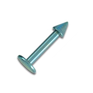 Light Blue Anodized Grade 23 Titanium Tragus / Labret Bar Stud Ring w/ Spike