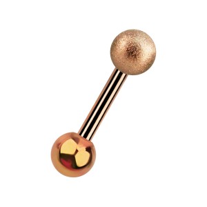 Anodized Tragus/Helix Piercing Ring Barbell w/ Rose Gold Shiny Effect Ball