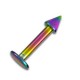 Rainbow Anodized Grade 23 Titanium Tragus / Labret Bar Stud Ring w/ Spike