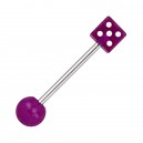 Purple Dice & Ball Acrylic Tongue Bar Ring