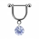 Stirrup Helix Piercing Ring Bar Jewel w/ Dangling Blue Round Cubic Zirconia