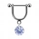Stirrup Helix Piercing Ring Bar Jewel w/ Dangling Blue Round Cubic Zirconia