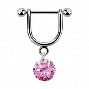 Helix-Piercing-Schmuck Steigbügel Baumelnden Cubic Zirkonia Rund Rosa