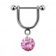 Stirrup Helix Piercing Ring Bar Jewel w/ Dangling Pink Round Cubic Zirconia