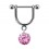 Stirrup Helix Piercing Ring Bar Jewel w/ Dangling Pink Round Cubic Zirconia