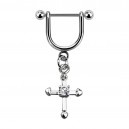 Helix-Piercing-Schmuck Steigbügel Baumelnden Zirkonia Christliches Kreuz Weiß