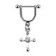 Stirrup Helix Piercing Ring Bar Jewel w/ Dangling White Christian Cross Zirconia
