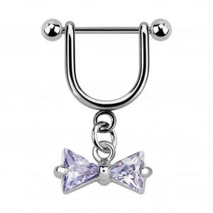 Helix-Piercing-Schmuck Steigb&uuml;gel Baumelnden Zirkonia Schleife Blau