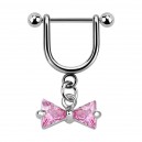 Helix-Piercing-Schmuck Steigbügel Baumelnden Zirkonia Schleife Rosa