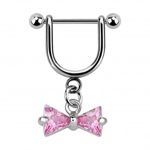 Helix-Piercing-Schmuck Steigbügel Baumelnden Zirkonia Schleife Rosa