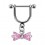 Stirrup Helix Piercing Ring Bar Jewel w/ Dangling Pink Bowtie Zirconia