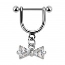 Helix-Piercing-Schmuck Steigb&uuml;gel Baumelnden Zirkonia Schleife Wei&szlig;