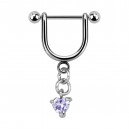 Stirrup Helix Piercing Ring Bar Jewel w/ Dangling Blue Heart Cubic Zirconia