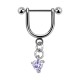 Joya Piercing Hélix Estribo Colgante Zirconia Cúbica Corazón Azul
