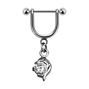 Helix-Piercing-Schmuck Steigbügel Baumelnden Cubic Zirkonia Delfin Weiß