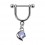 Stirrup Helix Piercing Ring Bar Jewel w/ Dangling Blue Crescent Moon Zirconia