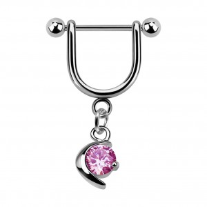 Helix-Piercing-Schmuck Steigb&uuml;gel Baumelnden Zirkonia Sichelf&ouml;rmige Mond Rosa