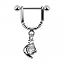 Helix-Piercing-Schmuck Steigb&uuml;gel Baumelnden Zirkonia Sichelf&ouml;rmige Mond Wei&szlig;