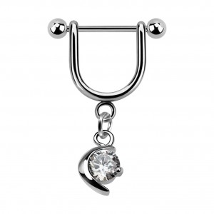 Helix-Piercing-Schmuck Steigbügel Baumelnden Zirkonia Sichelförmige Mond Weiß
