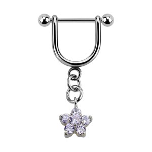 Helix-Piercing-Schmuck Steigb&uuml;gel Baumelnden Cubic Zirkonia Blume Blau