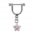 Helix-Piercing-Schmuck Steigb&uuml;gel Baumelnden Cubic Zirkonia Blume Rosa