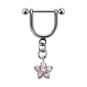 Helix-Piercing-Schmuck Steigbügel Baumelnden Cubic Zirkonia Blume Rosa