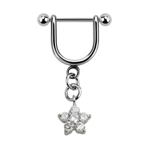 Helix-Piercing-Schmuck Steigbügel Baumelnden Cubic Zirkonia Blume Weiß