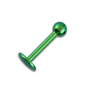 Green Anodized Grade 23 Titanium Tragus / Labret Bar Stud Ring w/ Ball