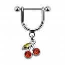 Helix-Piercing-Schmuck Steigb&uuml;gel Baumelnden Kirschen Strass Rot