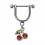 Stirrup Helix Piercing Ring Bar Jewel w/ Dangling Red Strass Cherries