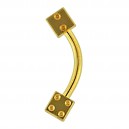 Gold Anodized Eyebrow Curved Bar Ring w/ Two Dices